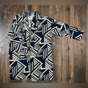 Old Navy Women Blue Southwestern Geometric Print Kimono Coat - Size Small